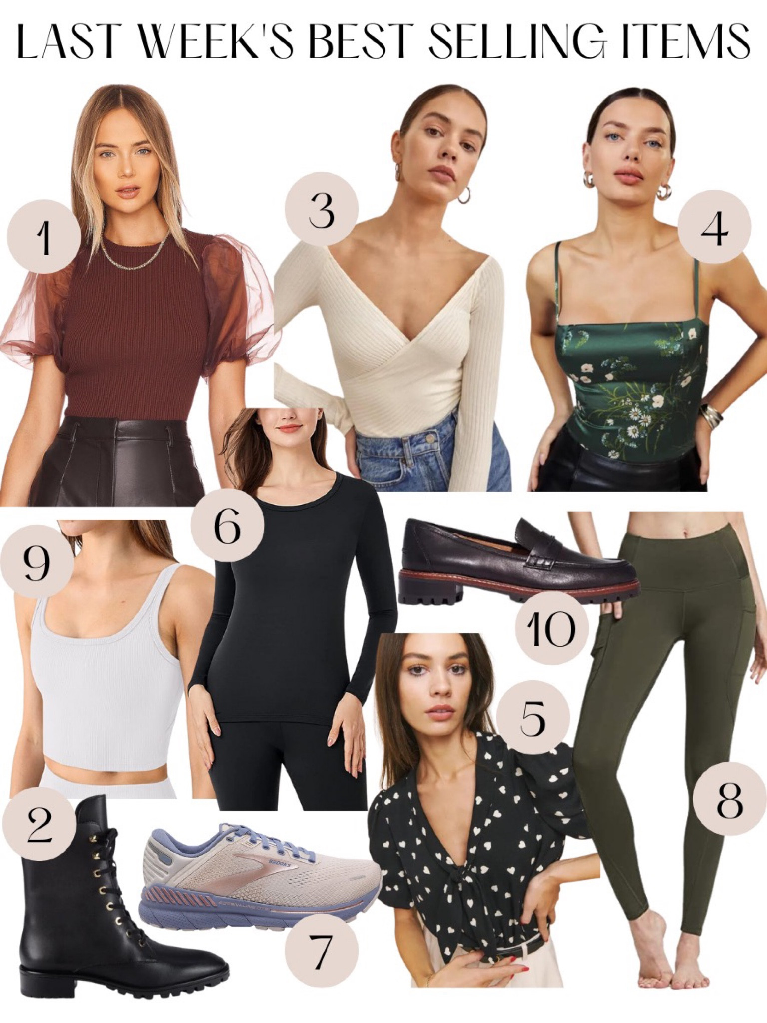 Best Sellers - Best Selling Items - Revolve Tops - Date Night Tops - Workout top - Amazon Leggings - Madewell Loafers - Brooks Tennis Shoes 

#LTKshoecrush #LTKSeasonal #LTKstyletip