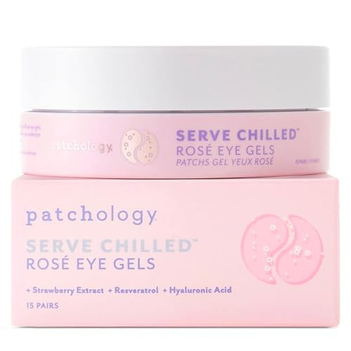 Patchology Serve Chilled Rosé Eye Gels - Eye Patches for Puffy eyes & Dark Circles, Gel Eye Patches, Under Eye Mask w/Hyaluronic Acid, Eye Treatment Products & Mini Beauty Products (15 Pairs/Jar) | Amazon (US)