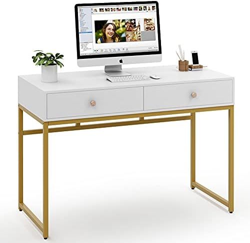 Tribesigns Computer Desk, Modern Simple 47 inch Home Office Desk Study Table Writing Desk with 2 Sto | Amazon (US)