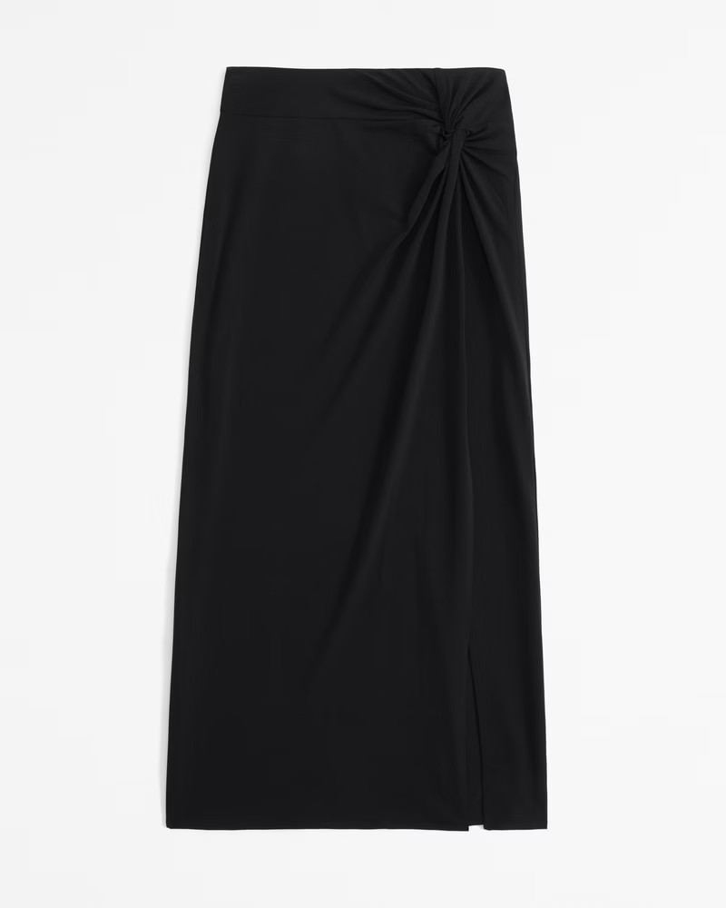 Abercrombie & Fitch Women's Knotted Midi Skirt in Black - Size L | Abercrombie & Fitch (US)