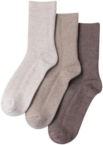 MELUSA Wool Cashmere Socks for Women, 3 Pairs Super Soft Warm Cozy Winter Gift Crew Socks | Amazon (US)