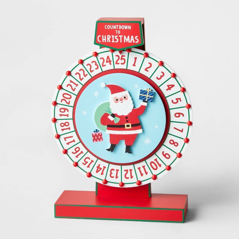 13.75" Wood Santa 'Countdown to Christmas' Advent Calendar Wheel Red/White - Wondershop™ | Target