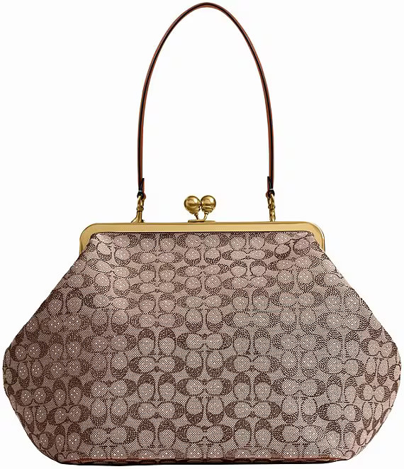 COACH Large Oversized Kisslock Frame Crystal Jacquard Satchel Clutch Bag | Dillard's | Dillard's