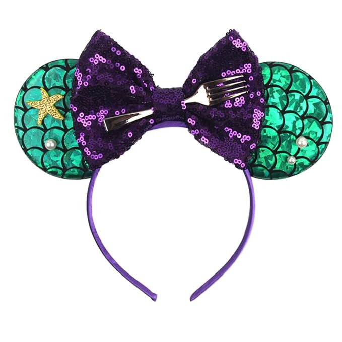 Foeran Mouse Ears Headbands Shiny Bows Mouse Ears Glitter Party Princess Decoration Cosplay Costu... | Amazon (US)