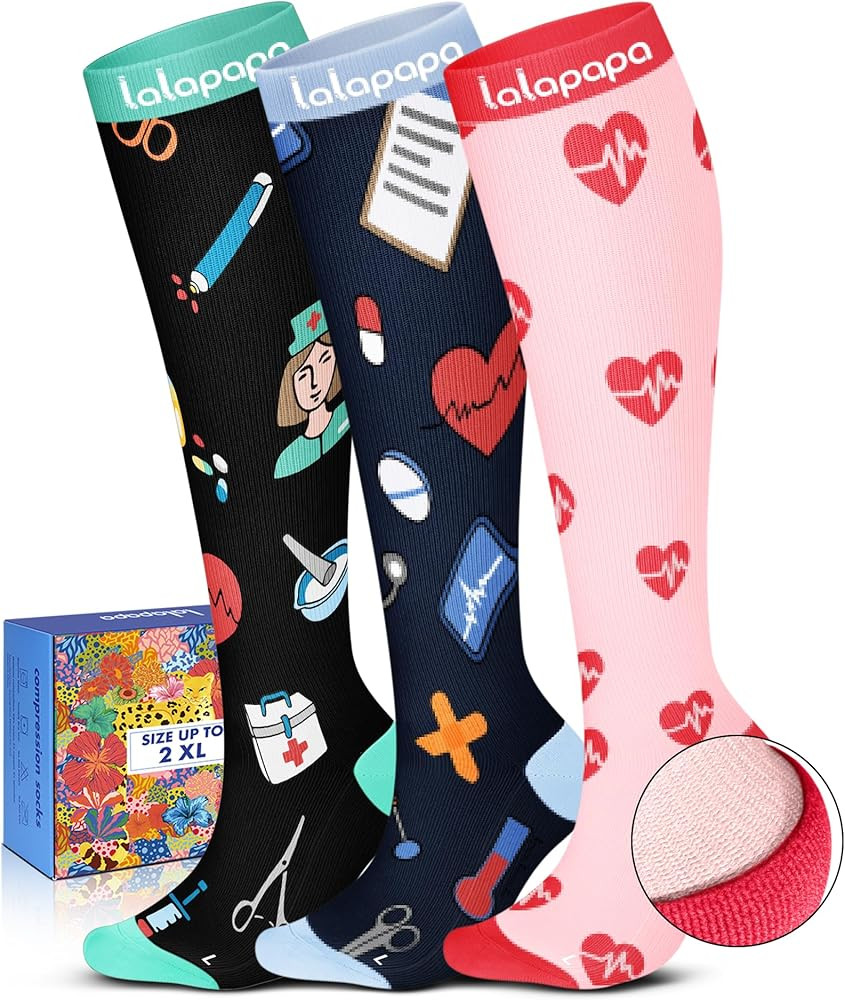 Cute Compression Socks for Women - 3 Pairs 20-30 mmHg Graduated Support Lightweight for Daily Wea... | Amazon (US)
