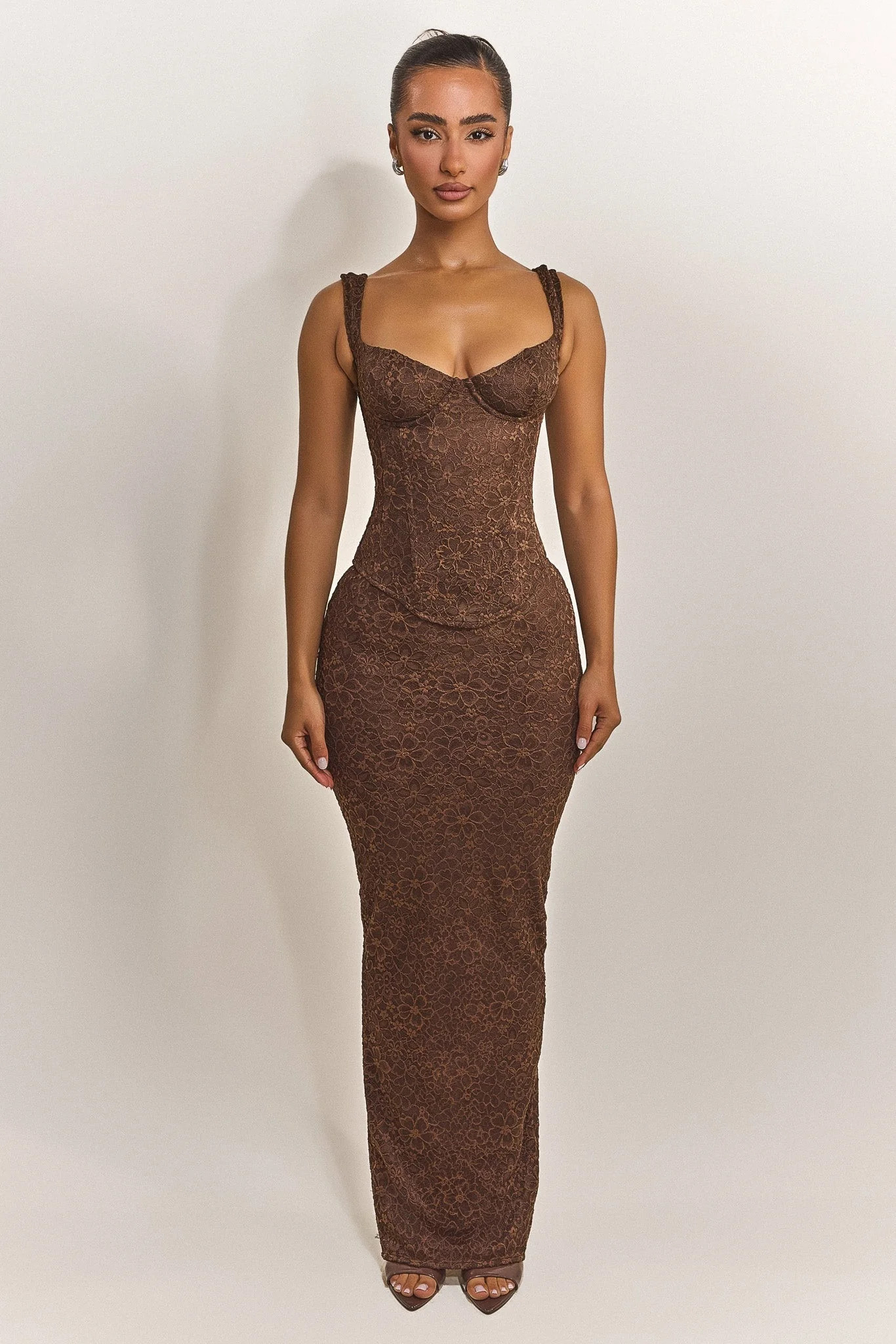 The Cinched Lace Corset in Brown | Mars The Label