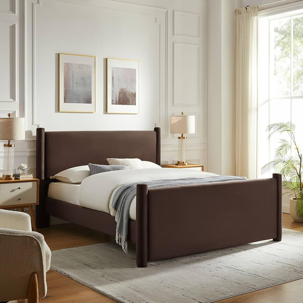 Modway Rael Full Platform Bed Frame with Upholstered Headboard and Footboard in Chocolate Brown ... | Amazon (US)