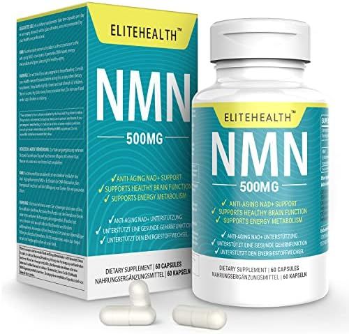 ELITEHEALTH Vegan NMN Supplement 500mg Higher Absorption NMN Nicotinamide Mononucleotide for Boost N | Amazon (US)
