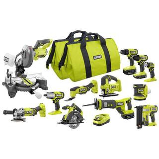 RYOBI ONE+ 18V Cordless 12-Tool Combo Kit with (1) 1.5 Ah Battery and (2) 4.0 Ah Batteries and Ch... | The Home Depot