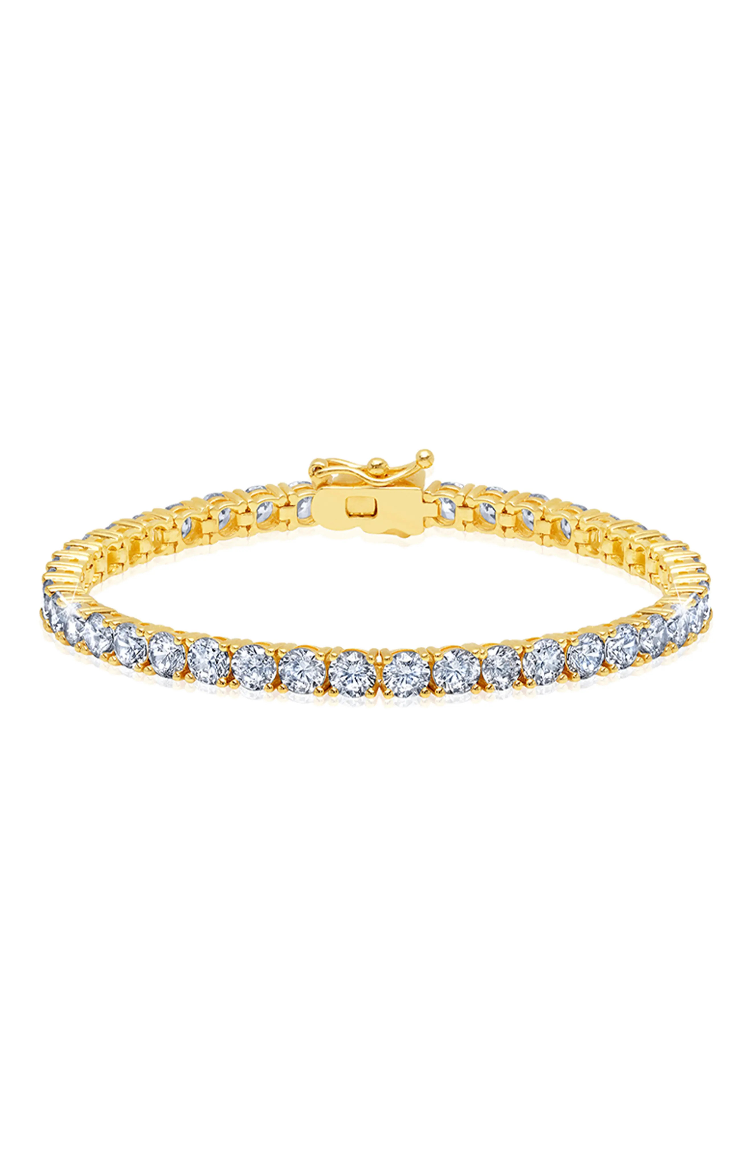 Crislu Cubic Zirconia Tennis Bracelet, Size 8.5 in 18Kt Yellow Gold at Nordstrom | Nordstrom