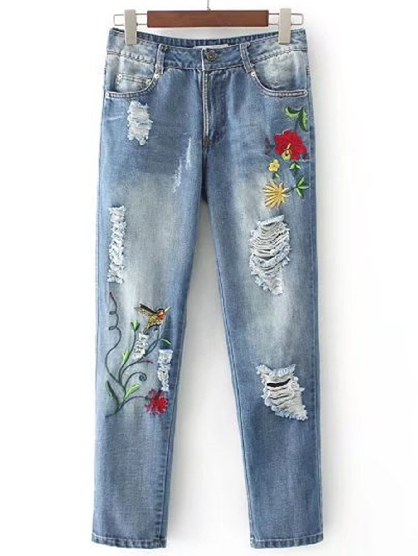 High Waist Ripped Detail Jeans | SHEIN