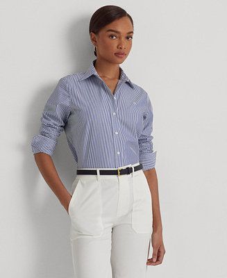 Lauren Ralph Lauren Non-Iron Straight-Fit Shirt, Regular & Petite - Macy's | Macys (US)