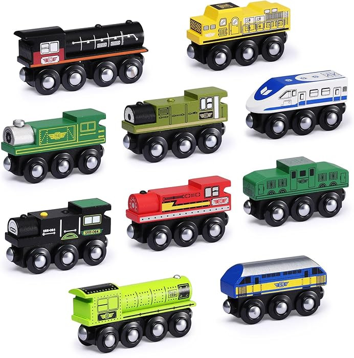SainSmart Jr. Wooden Train Set Accessories, Magnetic Toy Car Set (10 PCS), Compatible with All Ma... | Amazon (US)