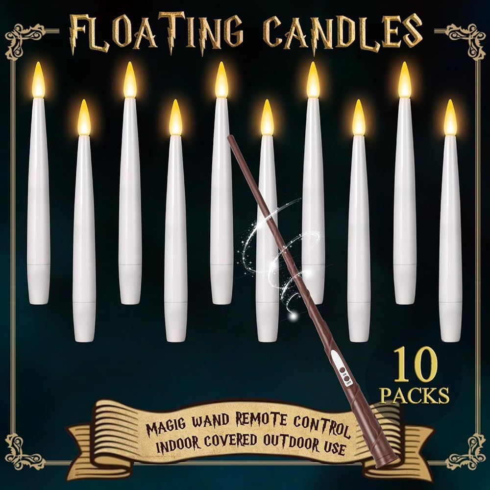 Halloween Decorations - 10PCs Floating Candles with Wand Remote, 6.1" LED Flameless Flickering Ca... | Amazon (US)