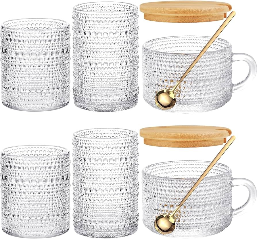 Dababell 6pcs Vintage Highball Drinking Glasses Set, 4pcs Hobnail Drinking Glasses with 2pcs Vint... | Amazon (US)
