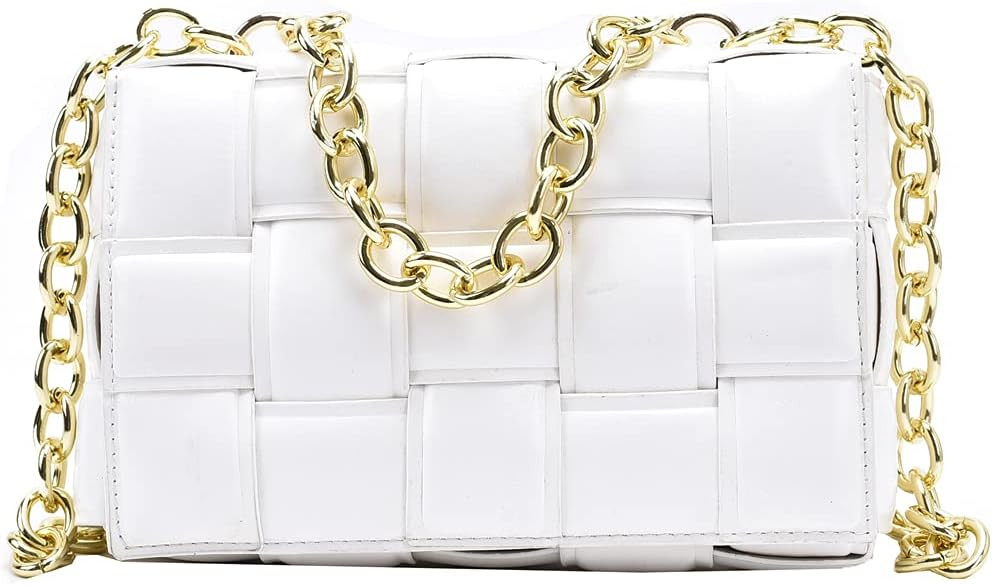 Luxury Designer Weave PU Leather Chain Shoulder Crossbody Messenger Bags Women Purse and Handbags | Amazon (US)
