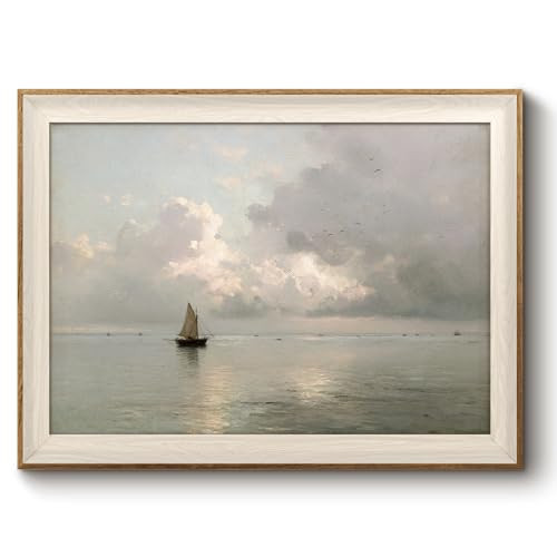 Bzstyleart Vintage Wall Art Decor, Canvas Coastal Wall Decor Painting, Vintage Sailboat Painting Decor Nautical Pictures Living Room Decor Aesthetic Gifts for Friends or Family, 12 x 16 Inch | Amazon (US)
