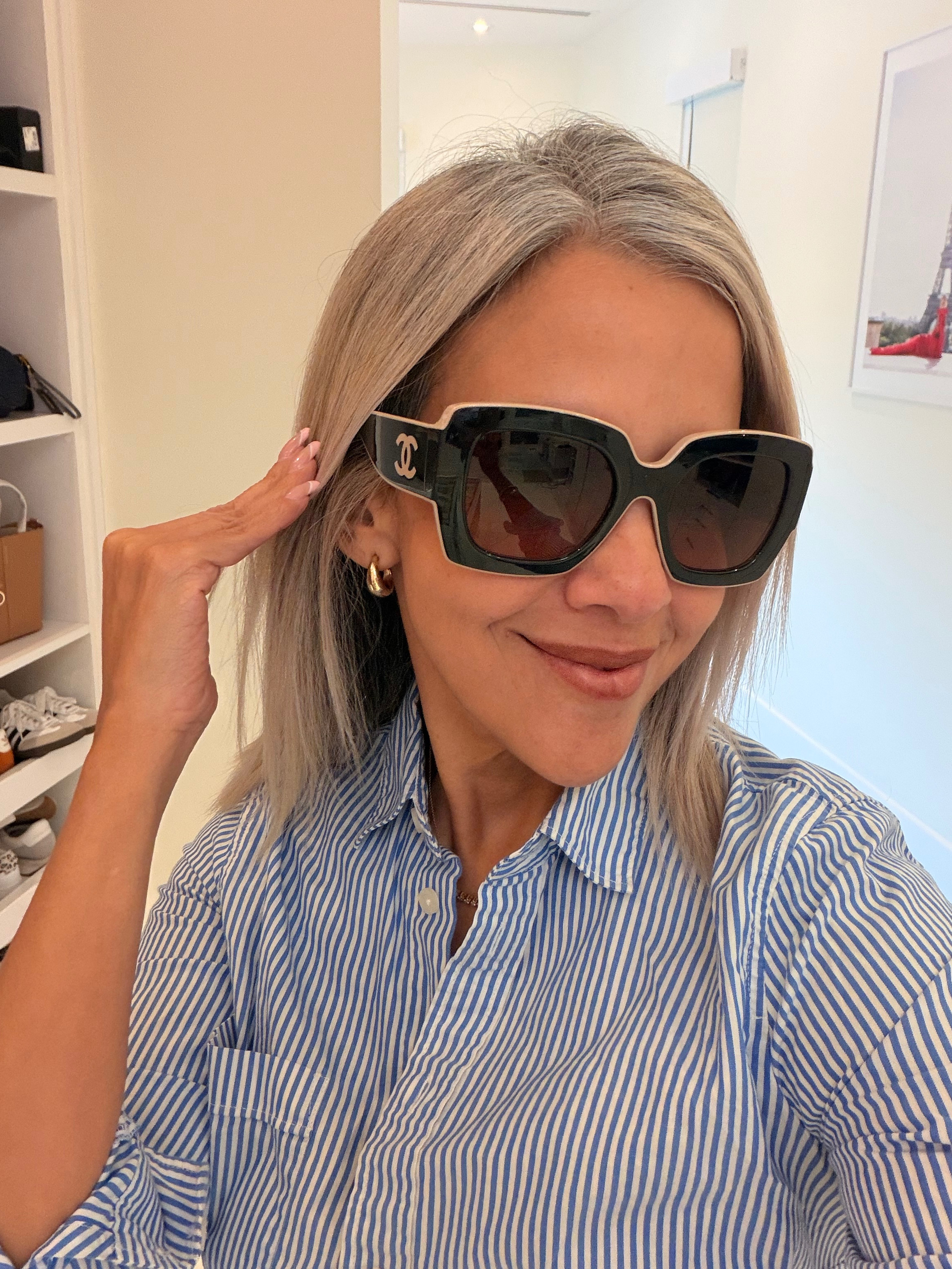 Loving these Chanel Sunglasses, perfect two-toned frame. They have been my go-to lately because they match most of my wardrobe. 

 #LTKgrwm #LTKootd