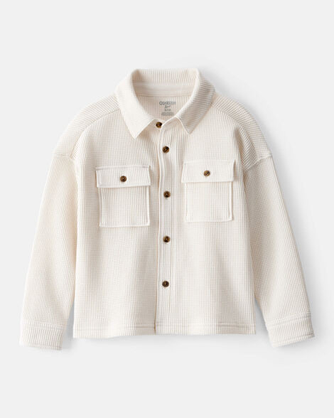 Toddler Boy Long-Sleeve Waffle Knit Utility Shirt - White | Carter's Inc