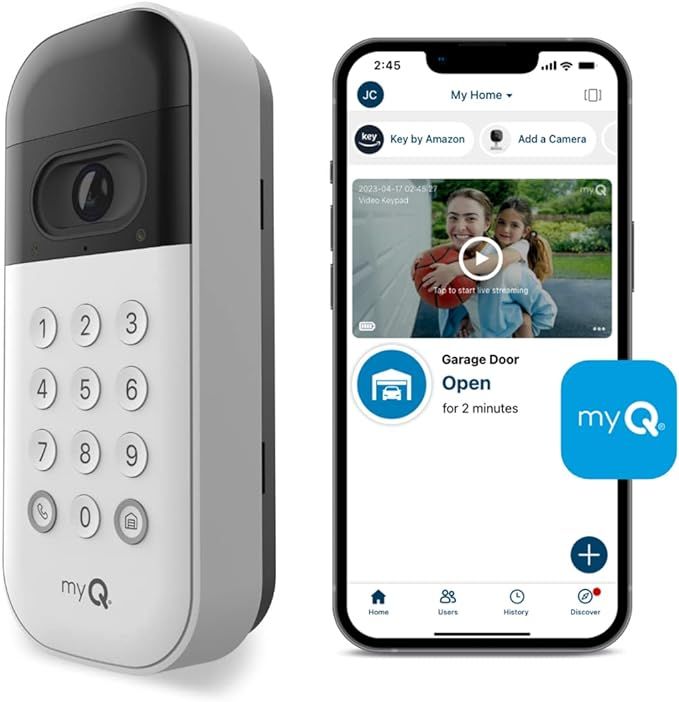 myQ Smart Garage Door Video Keypad with Wide-Angle Camera, Customizable PIN Codes, and Smartphone... | Amazon (US)