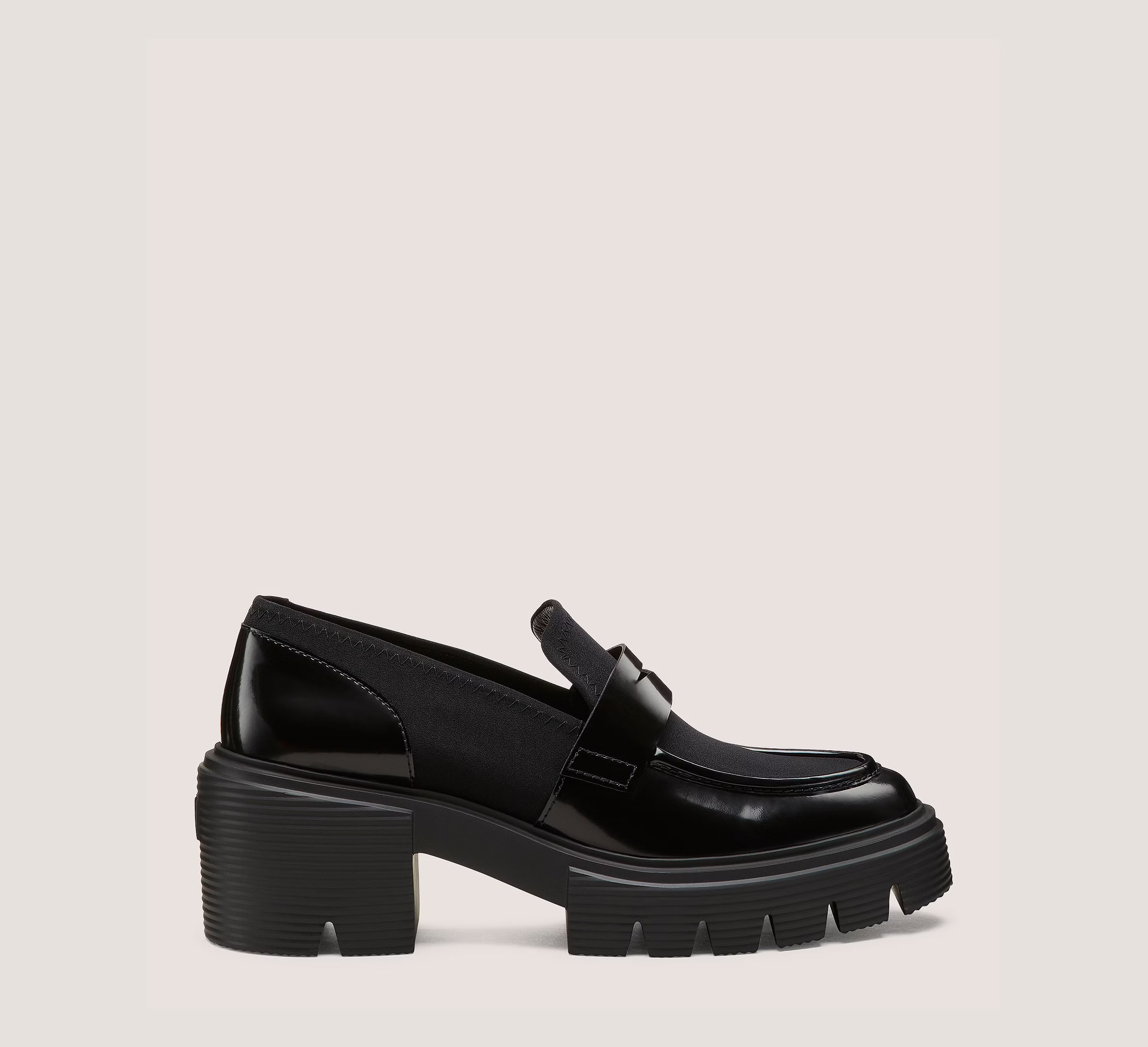 Stuart Weitzman 5050 Soho Loafer Flats & Loafers, Black Spazzolato/Gabardine, Size: 10 Medium | Stuart Weitzman (US)