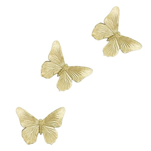 GUSFREUD Gold 3D Butterfly Wall Decor Set of 3 – Antique Gold Resin Wall Decorations, Butterfly Decorations for Living Room, Bedroom and Gallery Walls | Amazon (US)