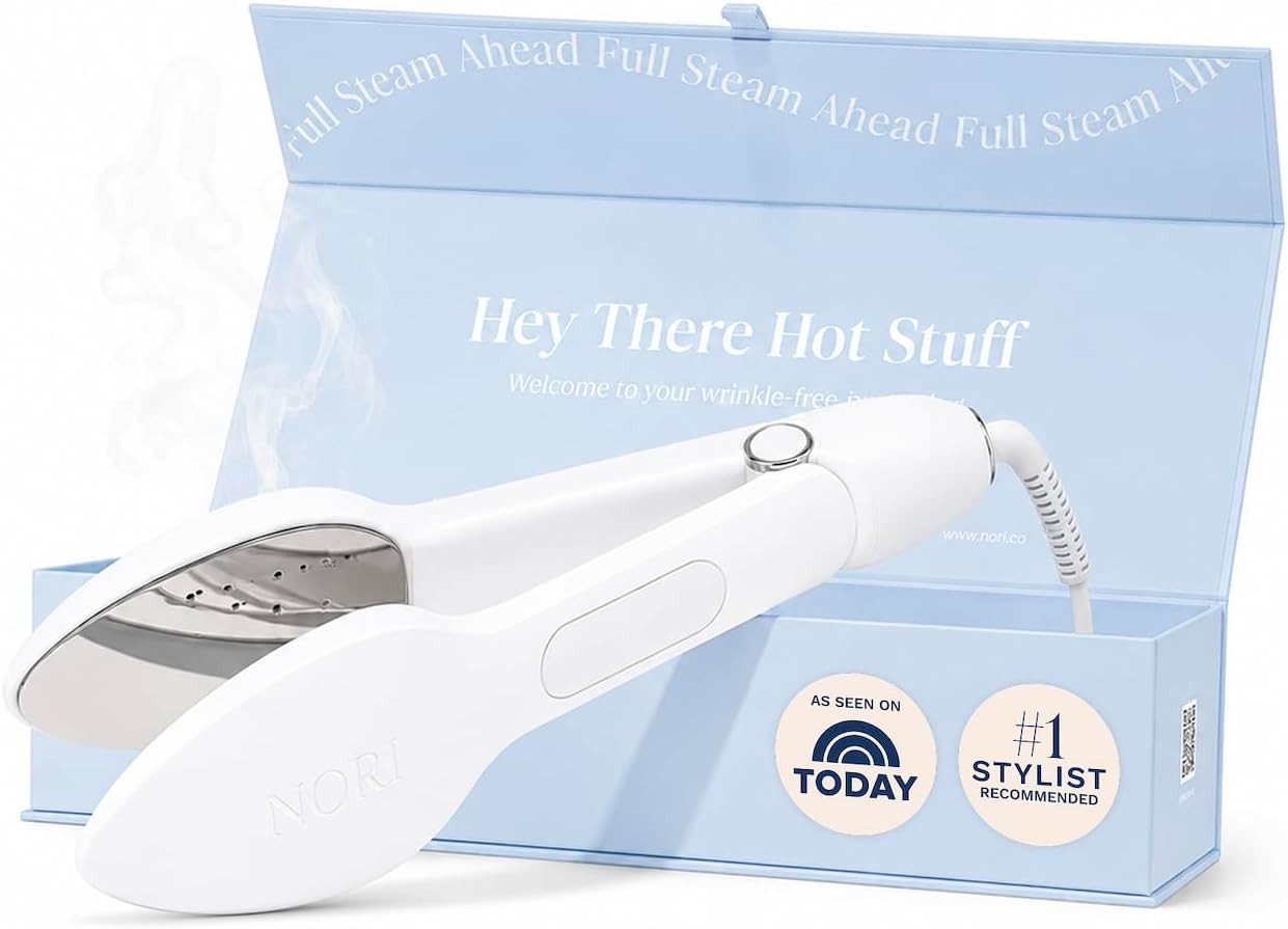 Nori Press Travel Steam Iron - Handheld Iron w/ 6 Fabric Settings - White | Amazon (US)