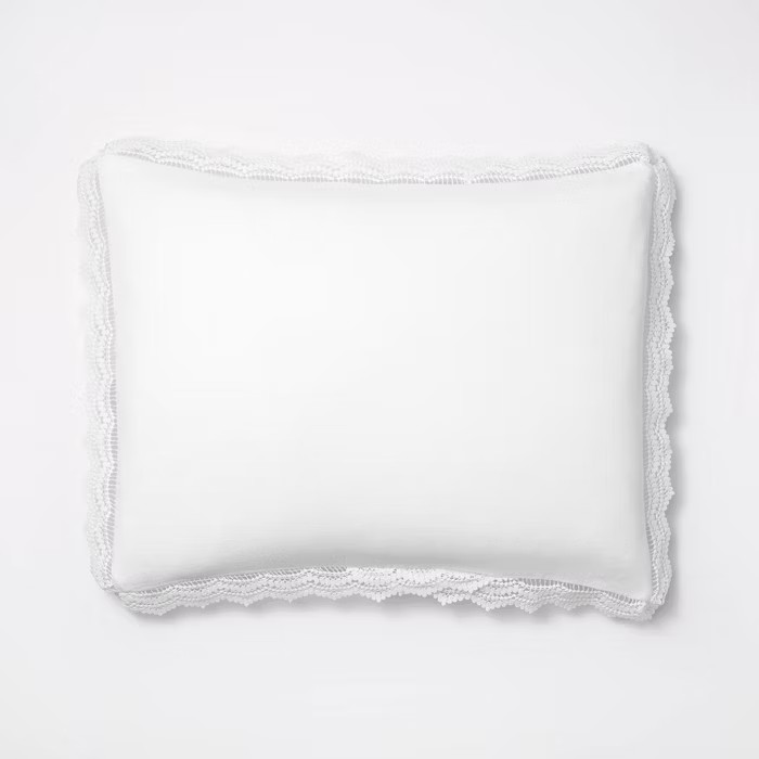 Full/Queen Lace Border Cotton Slub Comforter & Sham Set White - Threshold™ designed wit... | Target