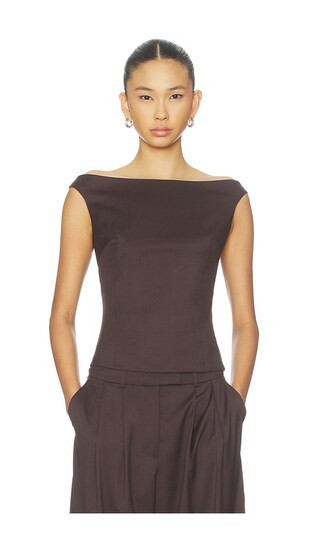 REMAIN Off Shoulder Suiting Top in Brown. - size 34 | Revolve Clothing (Global)