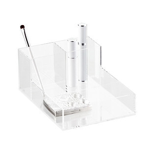 The Container Store luxe clear cosmetic and brush organizer