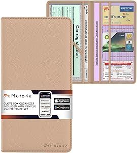 Car Registration and Insurance Card Holder, Premium PU Leather Glove box Organizer for License, C... | Amazon (US)