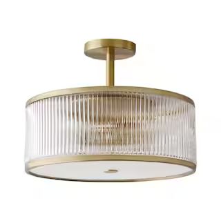 Ashbury 3-Light Brushed Brass Semi Flush Mount | The Home Depot