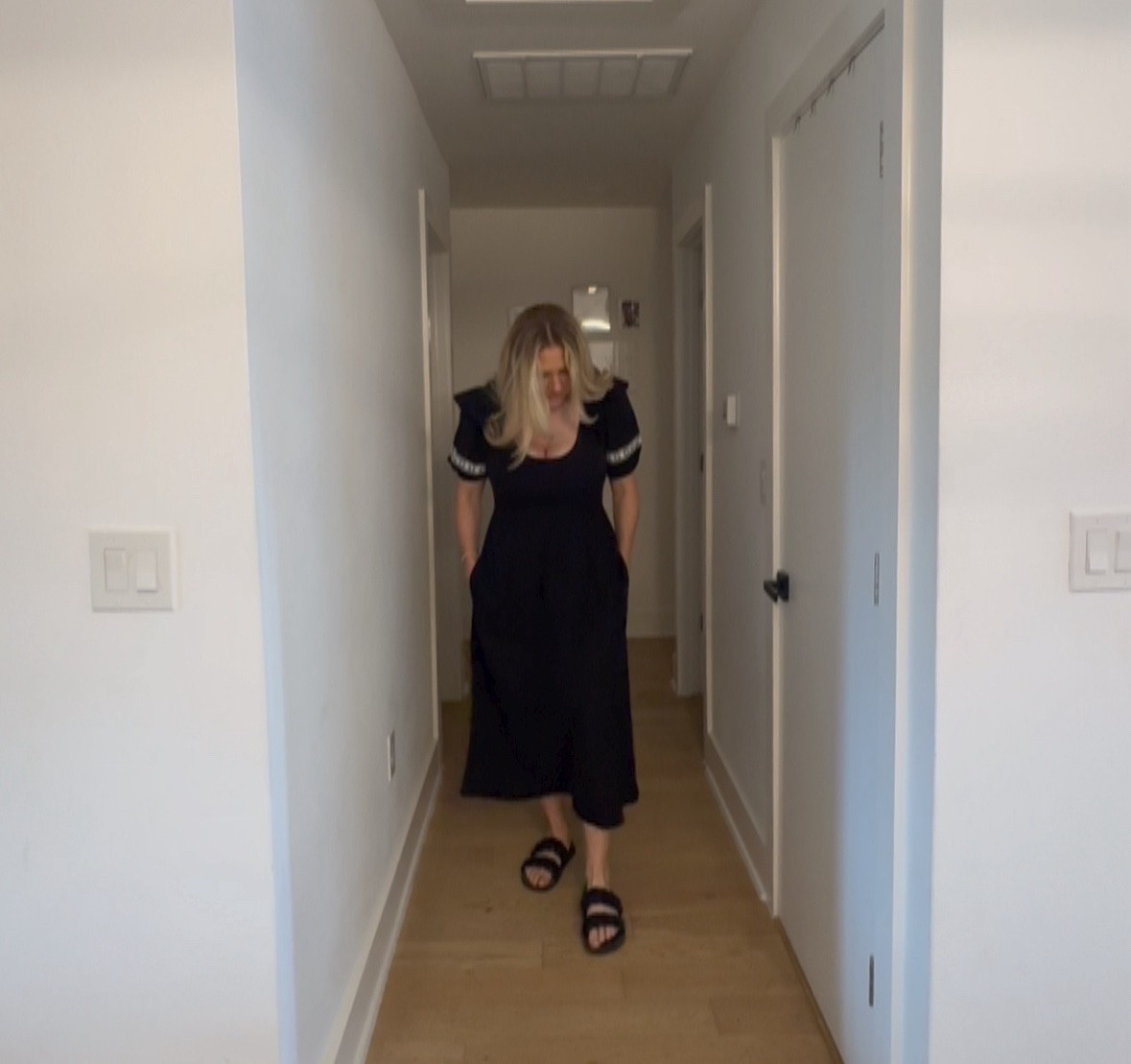 Midi black puff sleeve dress 
Staple

#LTKMidsize