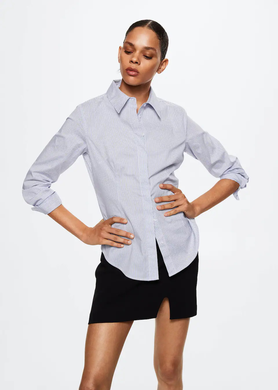 Essential cotton-blend shirt -  Women | Mango USA | MANGO (US)