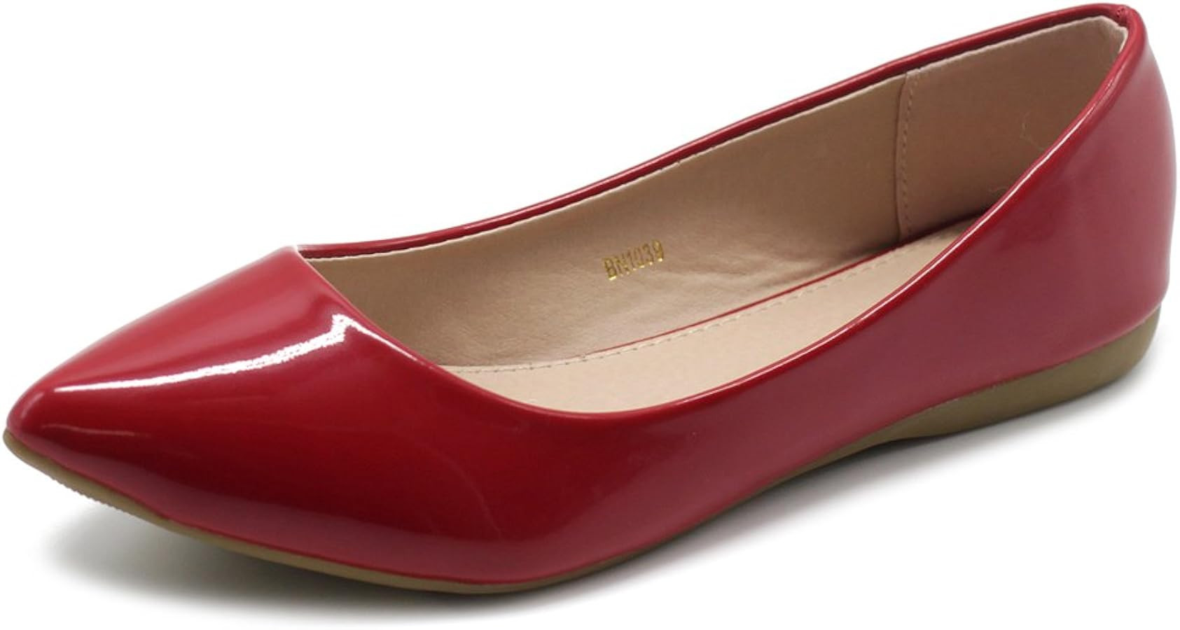 Ollio Women's Shoe Ballet Basic Pointed Toe Comfort Enamel Flat | Amazon (US)