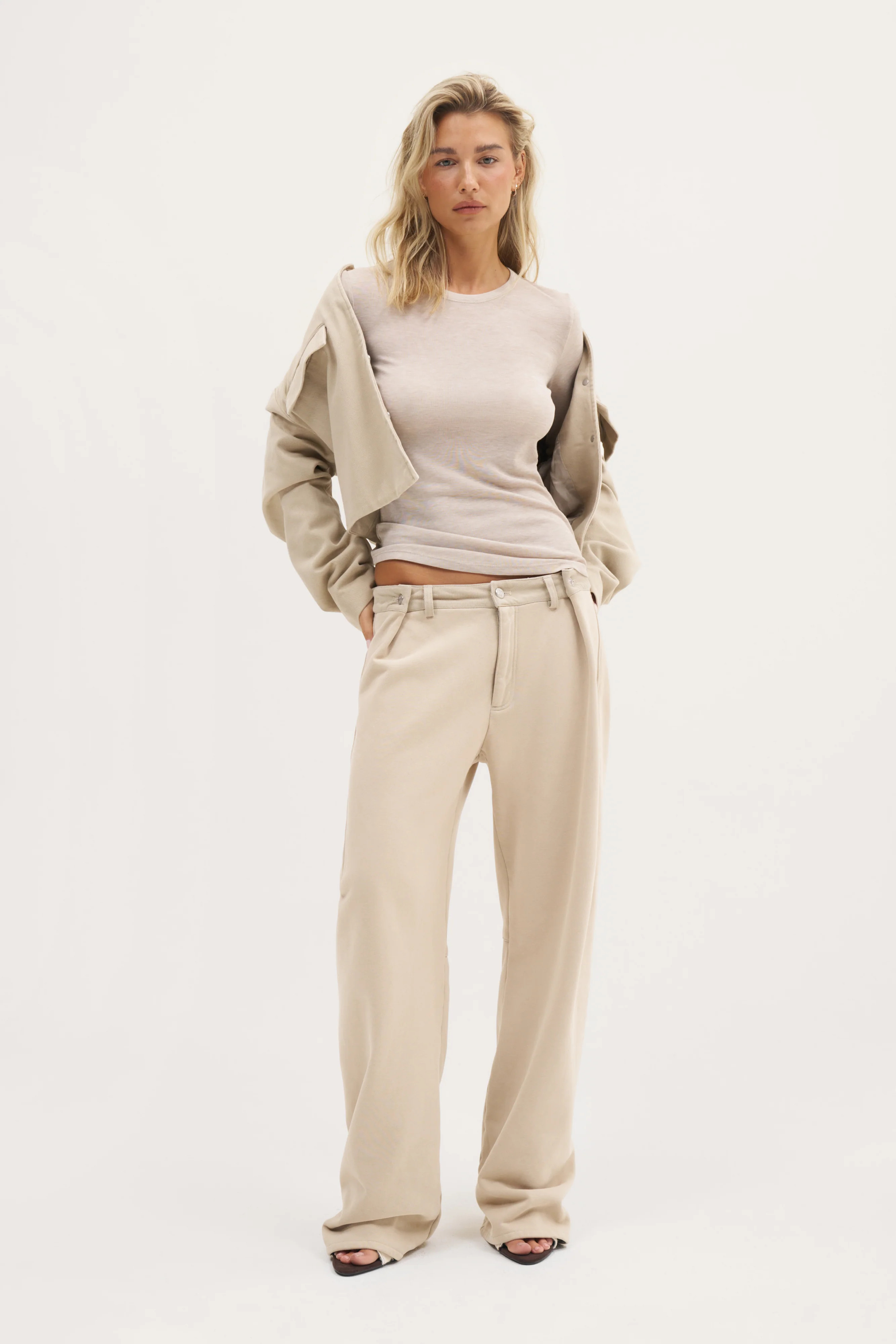 Stacked Long Sleeve Top - Taupe | Maebe