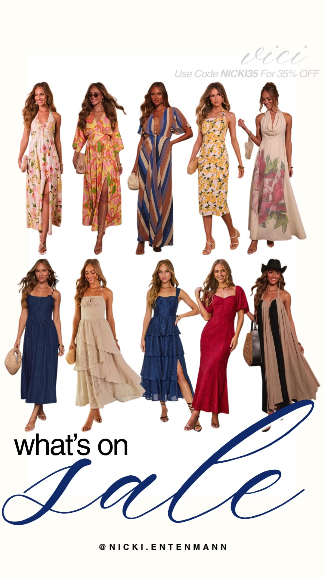 Elevate your wardrobe with these gorgeous dress finds from Vici, available now at a discount with code NICKI35 for 35% off. This roundup highlights vibrant floral maxis, elegant tiered silhouettes, bold striped patterns, and chic resort-ready dresses. These stunning pieces are ideal for summer vacations, special occasions, or elevated date night looks.

#vicidolls #vici #salealert #summerdresses #maxidress #vacationstyle #resortwear #dressinspo #shoppinghaul 

 #LTKootd #LTKSaleAlert #LTKWedding