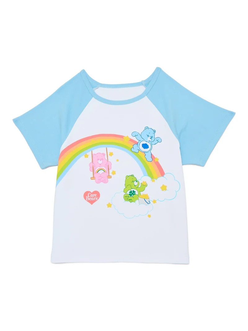 Care Bears Girls Rainbow Rides Raglan Graphic Tee with Short Sleeves, Sizes 4-16 | Walmart (US)
