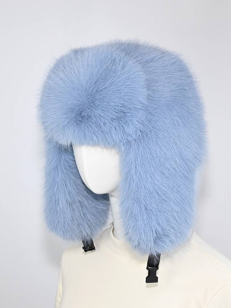 1pc Thick Faux Fox Fur Trapper Hat, Hat And Scarf Set Suitable For Autumn/Winter Outdoor Activities, Warm & Versatile For Hiking, Skiing, Cycling And Daily Wear, Retro Acrylic Bucket Hat, Thermal Lined Aviator Hat, Halloween Gift | SHEIN