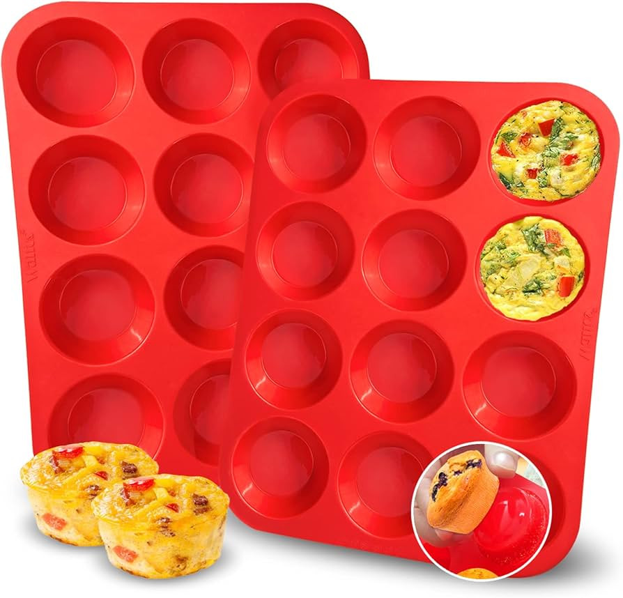 Walfos Silicone Muffin Pan Set - 12 Cups Regular Silicone Cupcake Pan, Non-stick and BPA Free, Gr... | Amazon (US)
