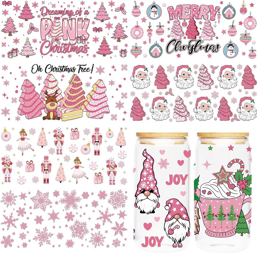 UV DTF Cup Wraps Sticker - 8 Sheet Christmas UV DTF Cup Wraps for 16 oz, Winter UV DTF Transfer S... | Amazon (US)
