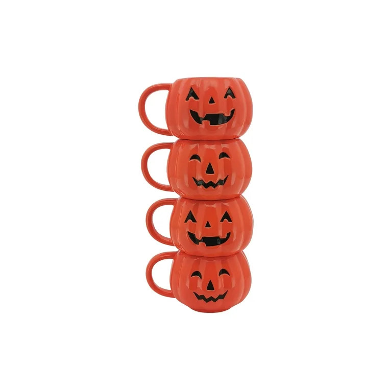 Way To Celebrate Halloween Pumpkin Stackable Mug set with Iron Rack | Walmart (US)