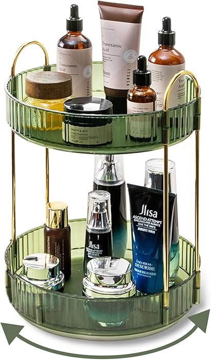 360 Rotating Makeup Organizer for Vanity,2 Tier Large Capacity Skincare Organizers,Bathroom Count... | Amazon (US)