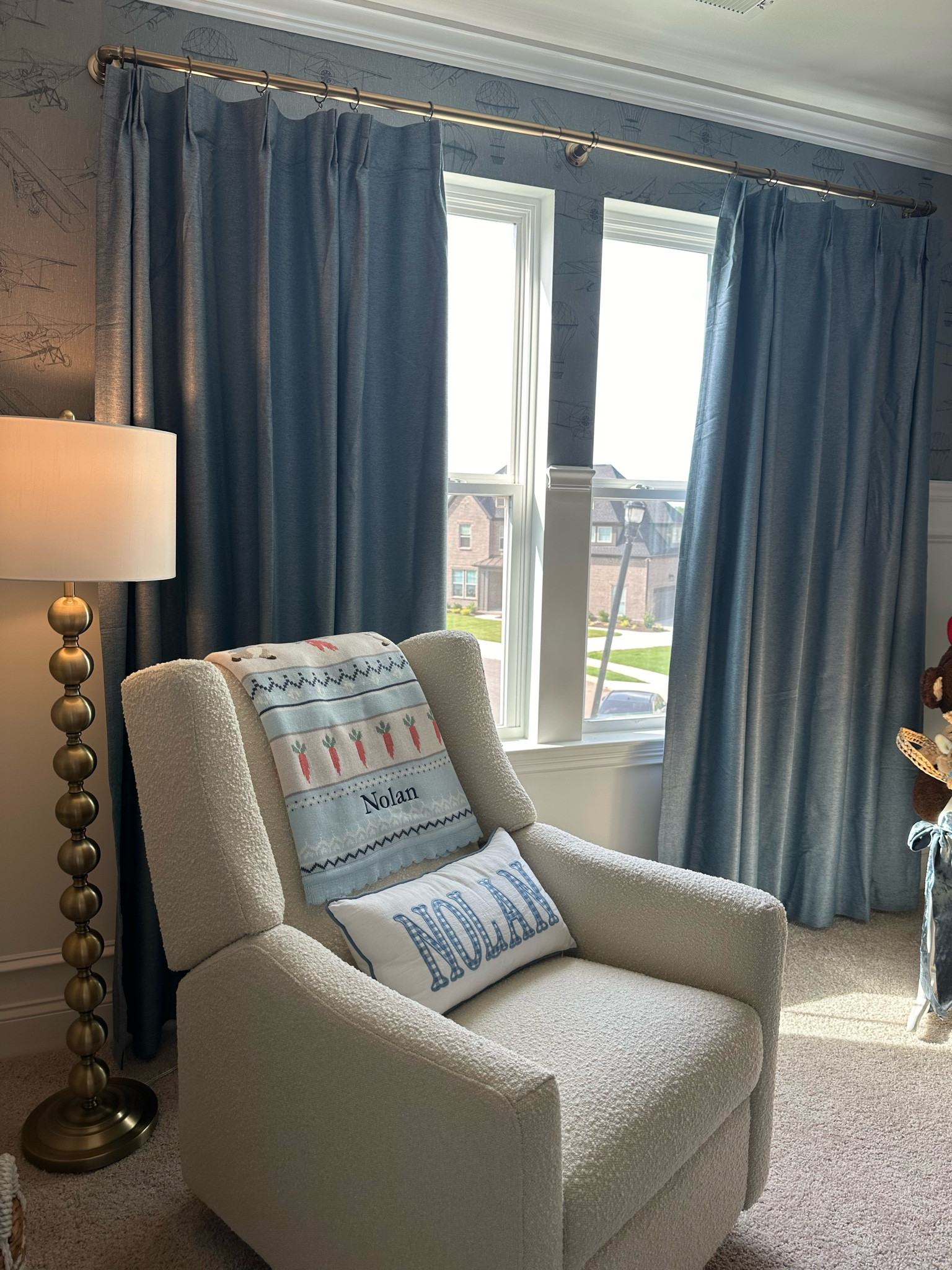 Nursery Reveal | Our glider was a splurge IMO but is so chic in his room. The gold detail on the base is something you just won’t find a dupe for, and I’m so glad we didn’t. The chair is so comfy and well made. 

#LTKHome #LTKKids #LTKBaby