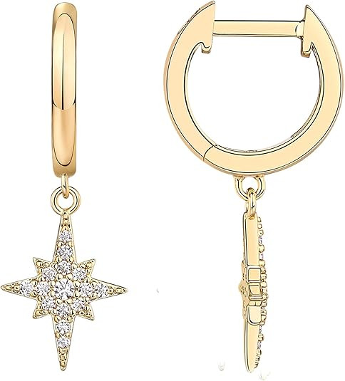 PAVOI 14K Gold Plated S925 Sterling Silver Post Drop/Dangle Huggie Earrings for Women | Dainty Ea... | Amazon (US)