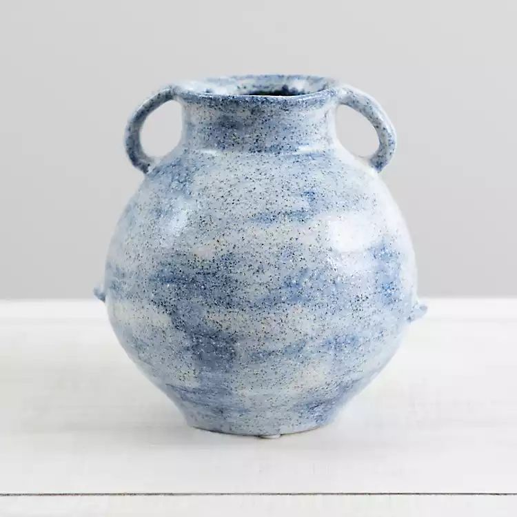 Blue Organic Ceramic Handle Jug Vase, 7 in. | Kirkland's Home