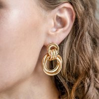 Gold Dangle Earrings | Hoop Door Knocker Hoops Love Knot | Etsy (US)