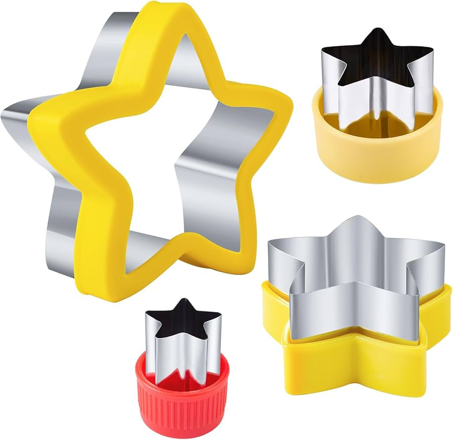 Star Cookie Cutters 4 Pcs, Kimfead Sandwich Cutter for Kids Lunch, Vegetable Fruit Cutters Shapes... | Amazon (US)