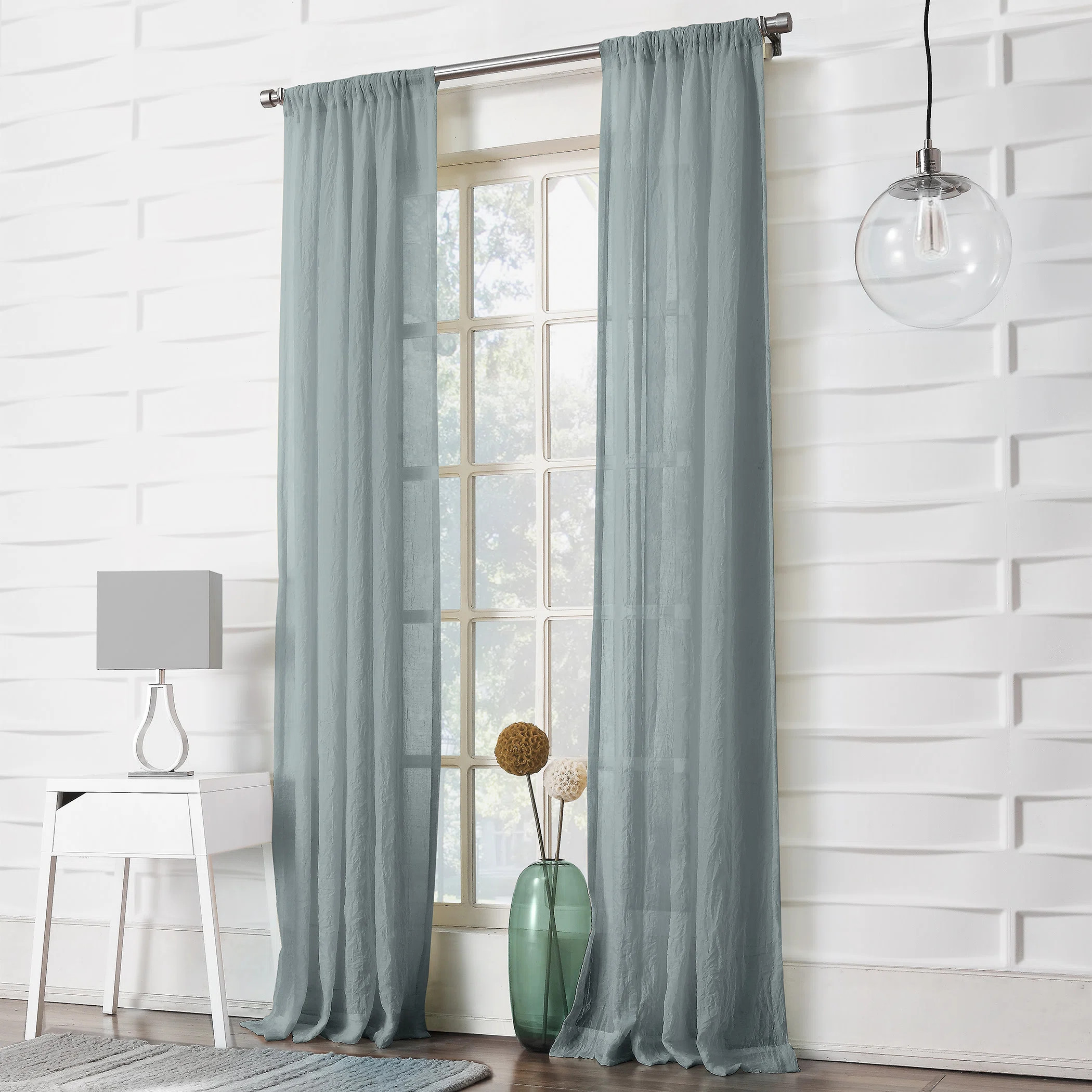 Jaklyn Crushed Texture Semi-Sheer Rod Pocket Curtain Panel | Wayfair North America