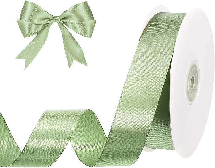 Sage Green Ribbon 1 Inch 50 Yards Light Green Satin Graduation Ribbon for Leis Wedding Bouquet Gi... | Amazon (US)